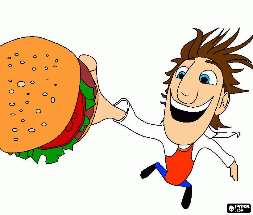 lluvia de hamburguesas para colorear