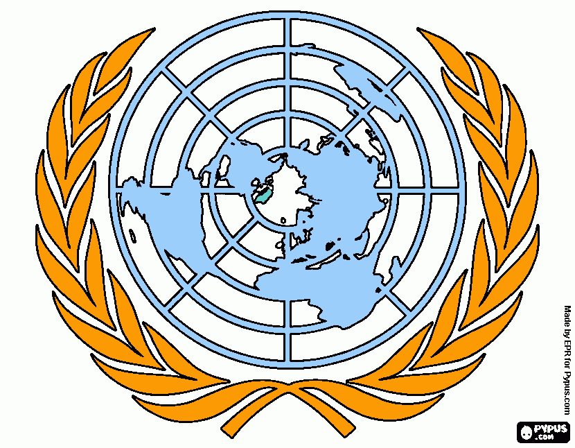 logo de la onu para colorear, logo de la onu para imprimir