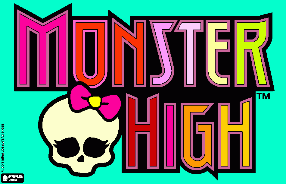 logo de moster high las letras pintadas de diferenntes colores para colorear