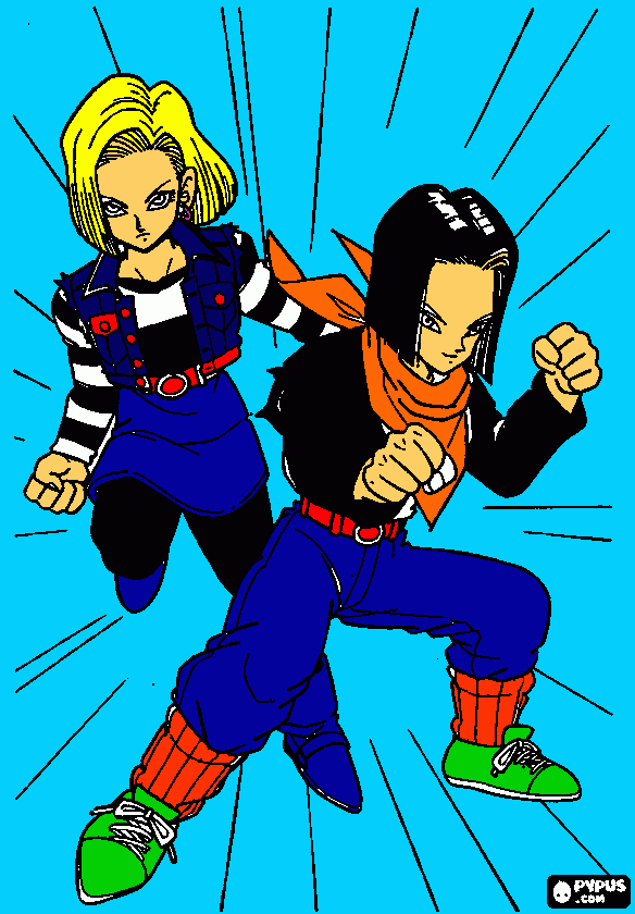 los androdes 18 y 17 para colorear