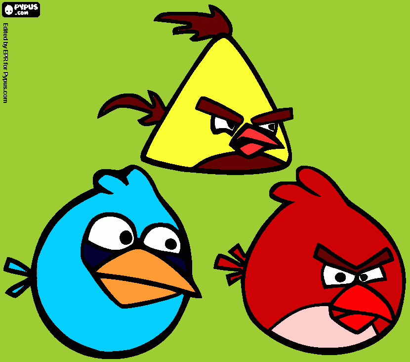 los angri birds en batalla para colorear