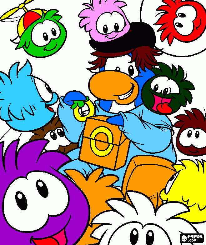 los puffles de club penguin para colorear