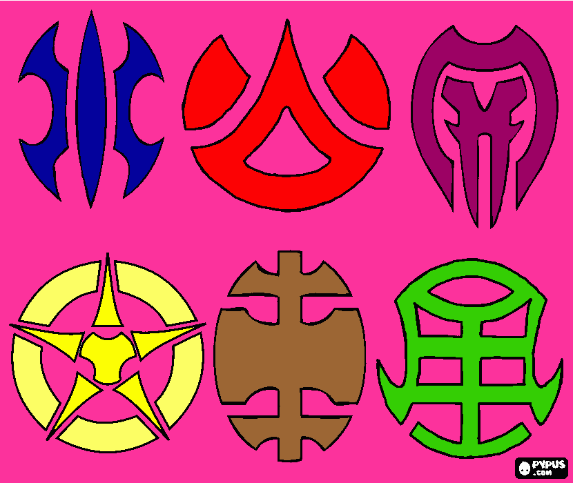 los seis simbolos para colorear