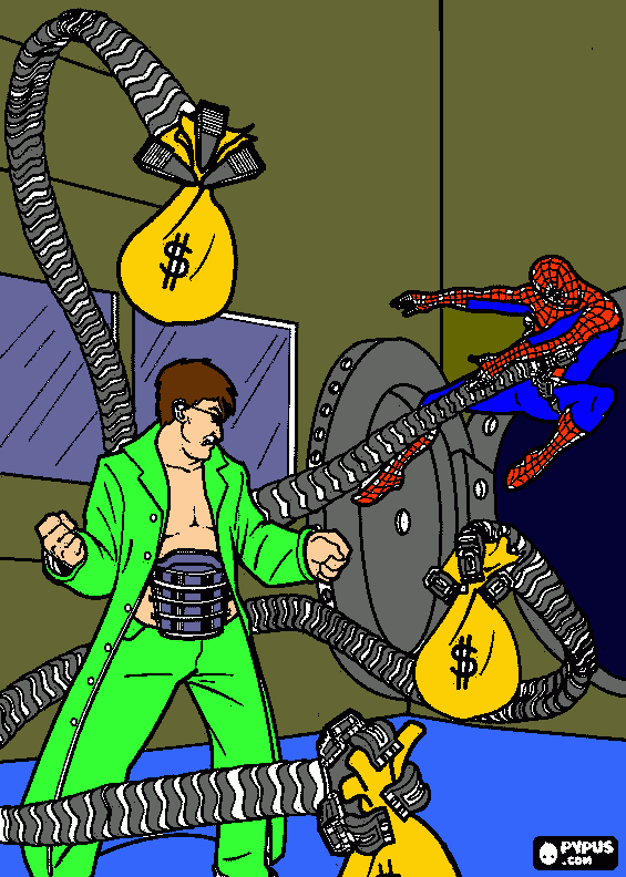 lucha spiderman y dr pulpo para colorear