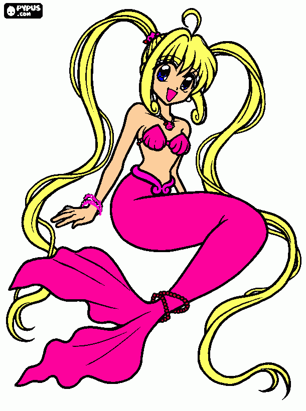 luchia sirena de perla rosa para colorear