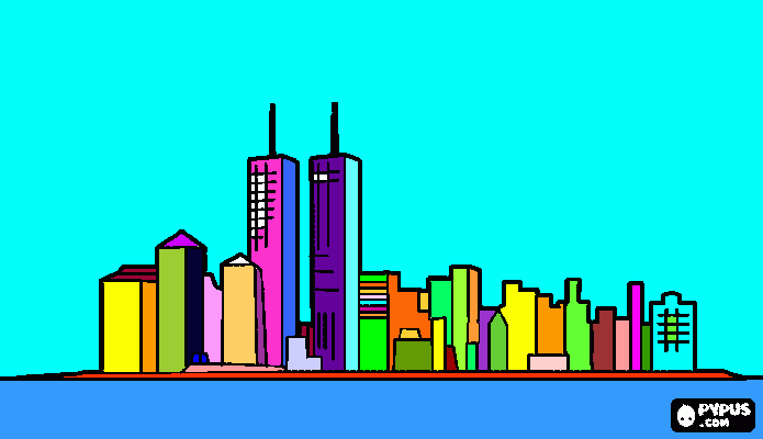 LÍNEA DE CIELO DE UNA CIUDAD para colorear