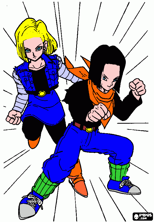 ma ellos son los androides 17 y 18 para colorear