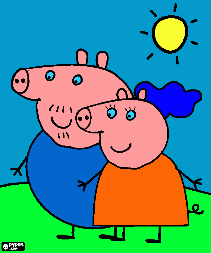 mama y papa de peppa y gorch para colorear