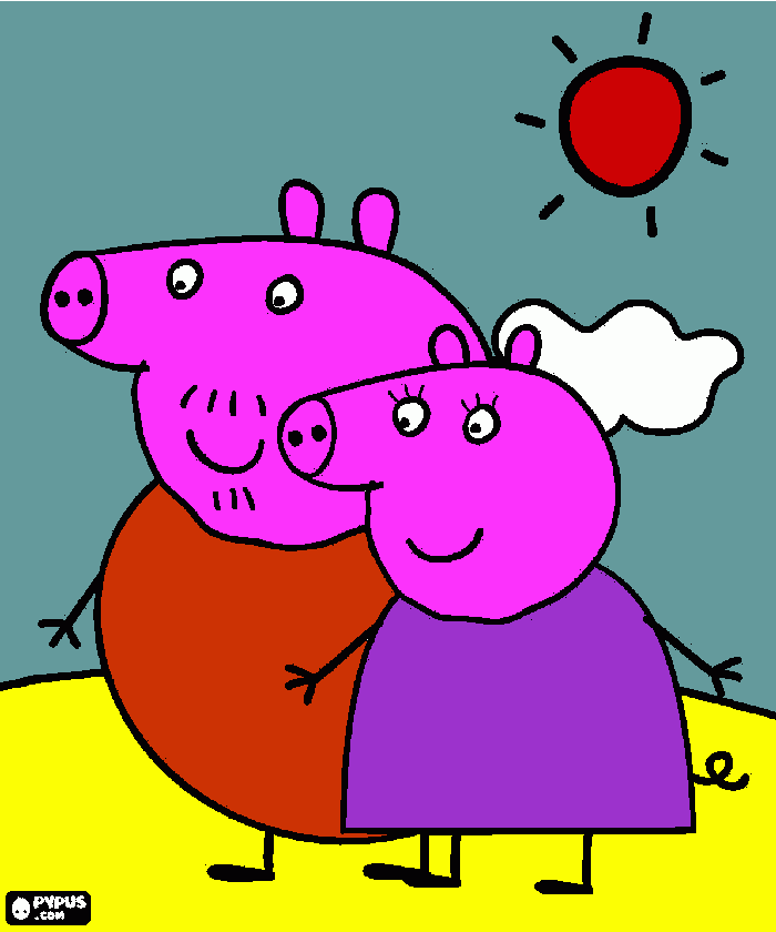 mamapig papa pig para colorear