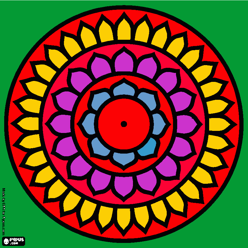 mandala con petalos para colorear