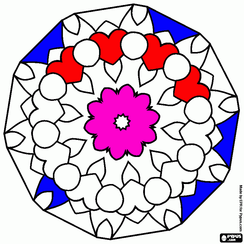 mandala corazones para colorear