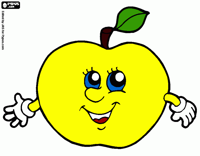 Manzana Amarill para colorear, Manzana Amarill para imprimir Manzana Amarill para colorear, Manzana Amarill para imprimir