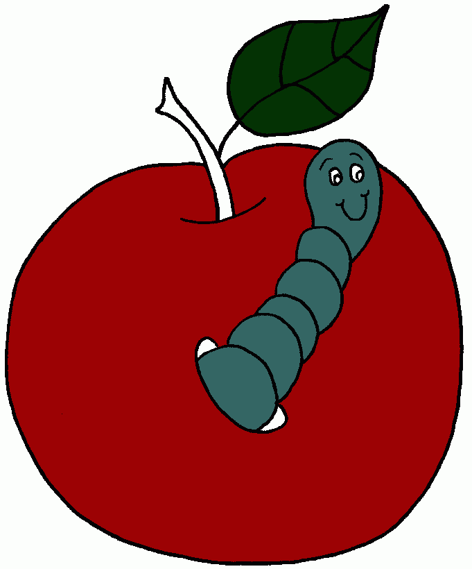 Manzana con gusanito para colorear