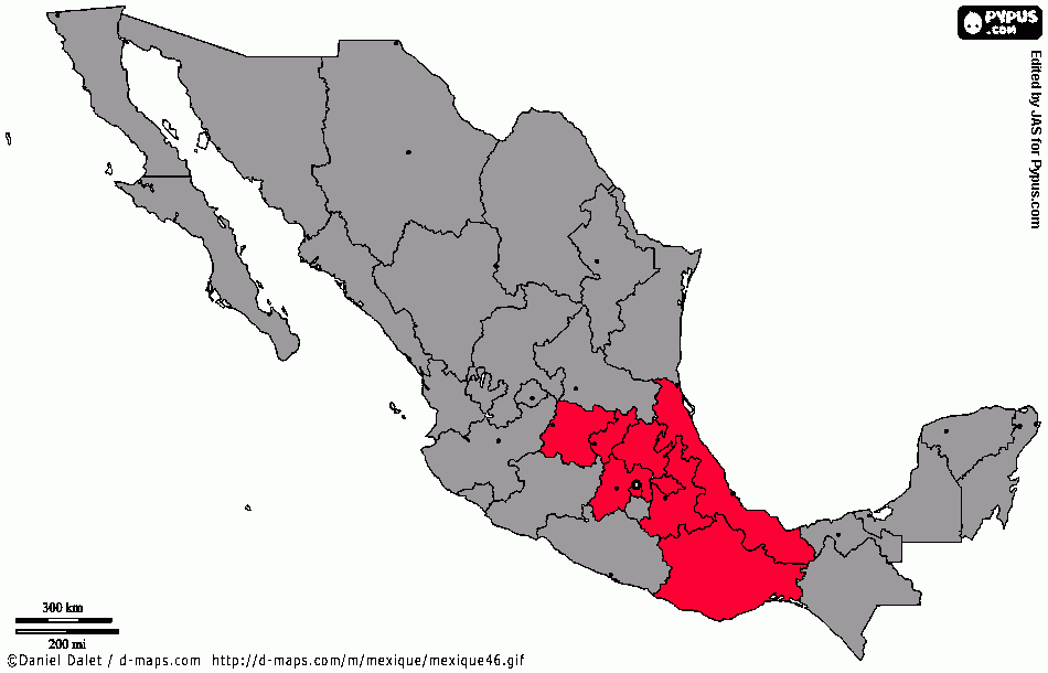 Map Mexico para colorear