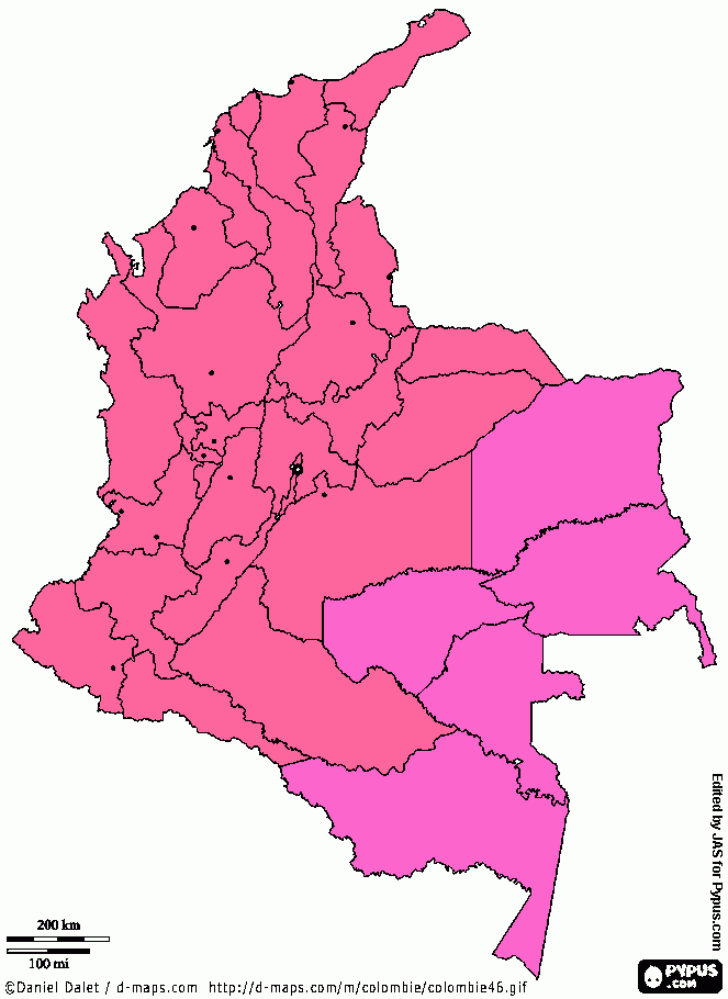 Mapa Agresión Verbal en Colombia para colorear
