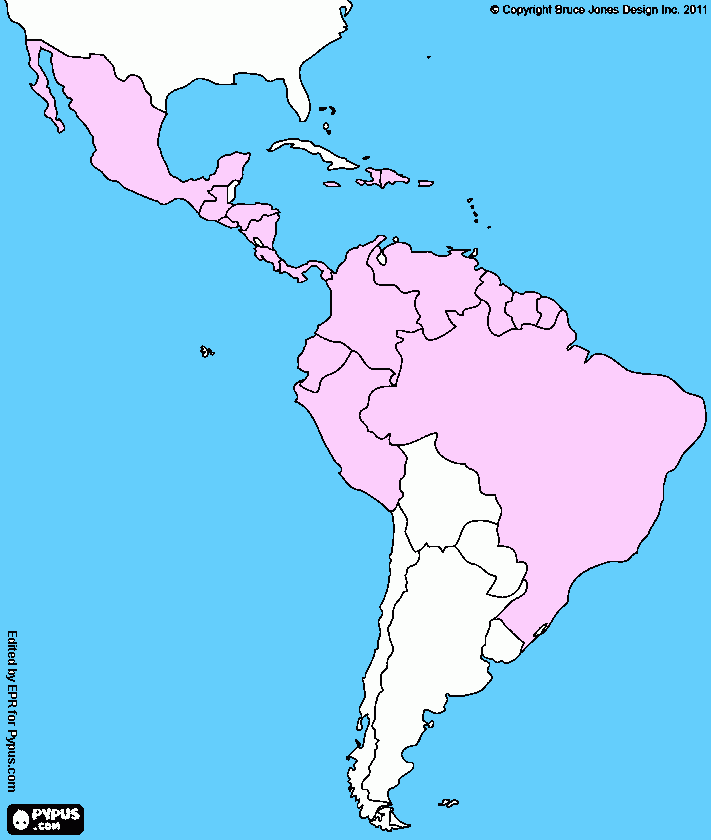 mapa america chik para colorear
