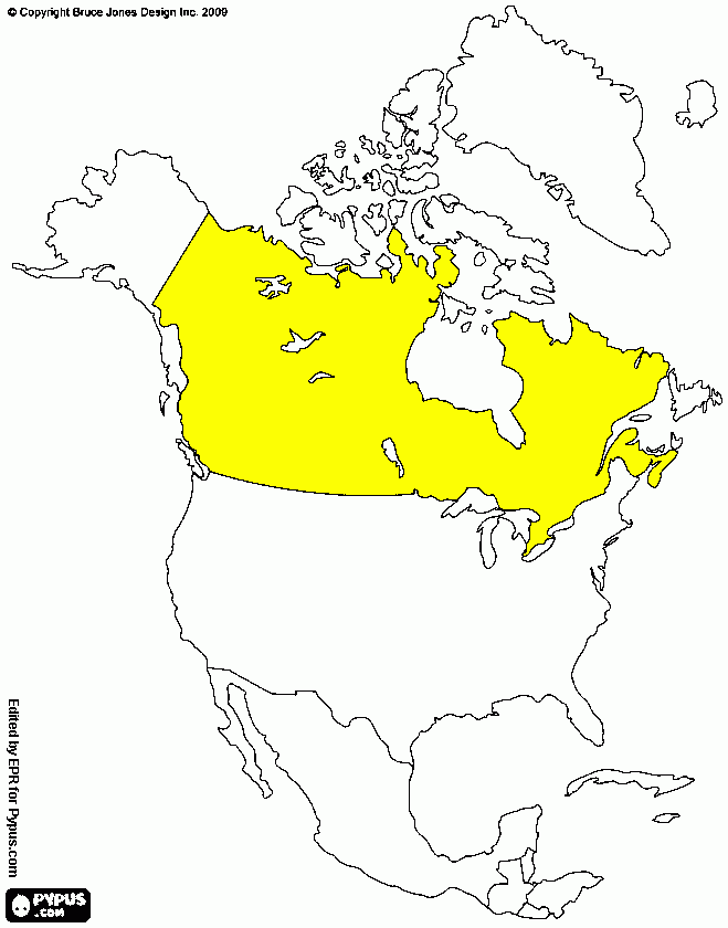 Mapa America del Norte para colorear