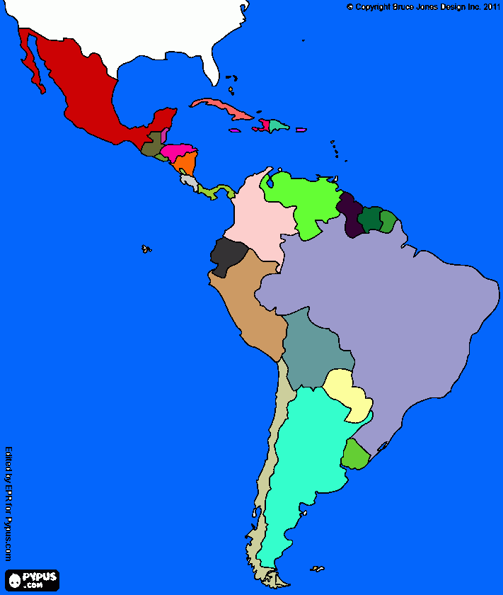 mapa americalatina para colorear