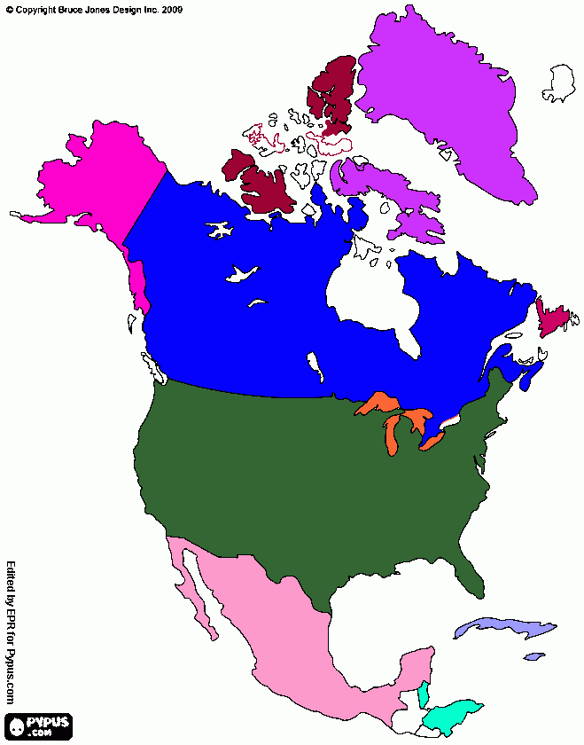 MAPA ARIDOAMEICA para colorear