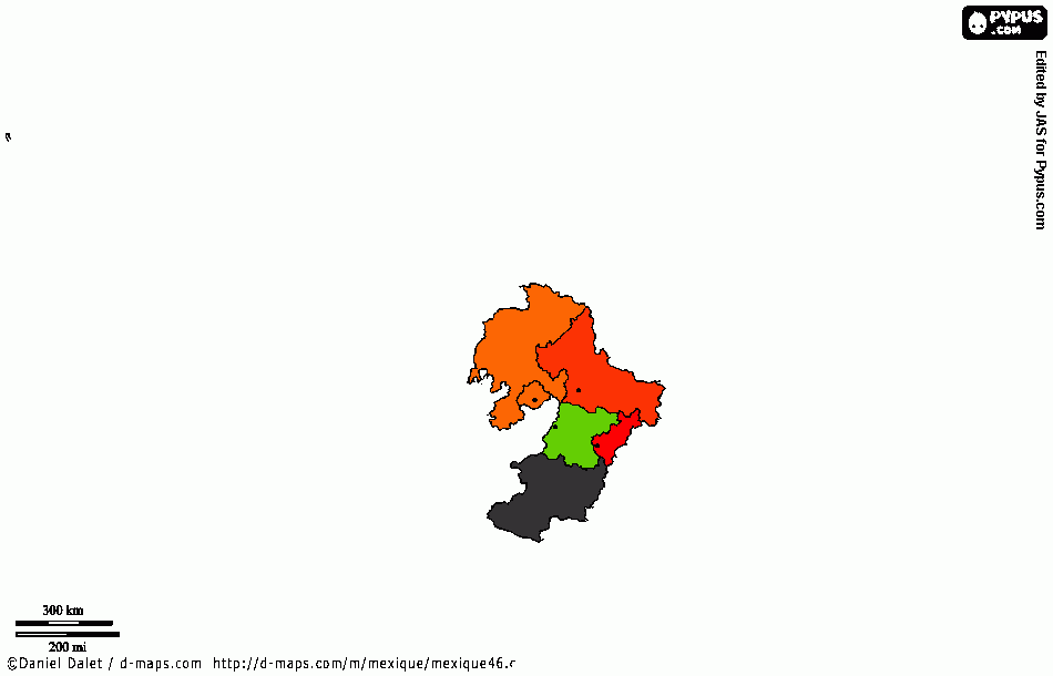 Mapa Bajío para colorear