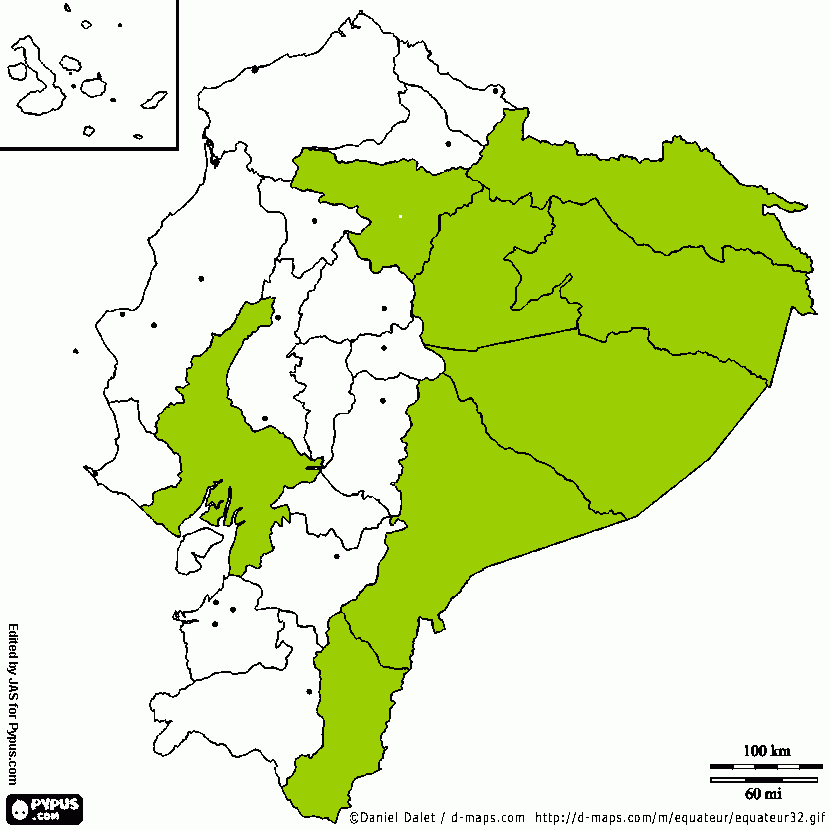 Mapa bambu Ecuador para colorear