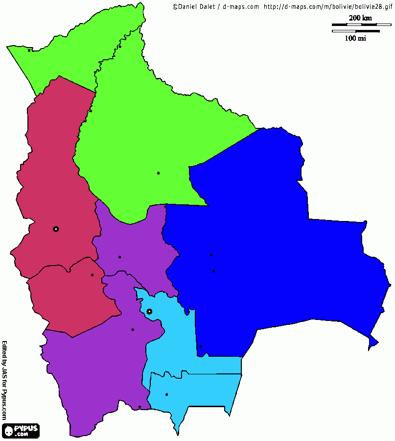 Mapa Bolivia para colorear