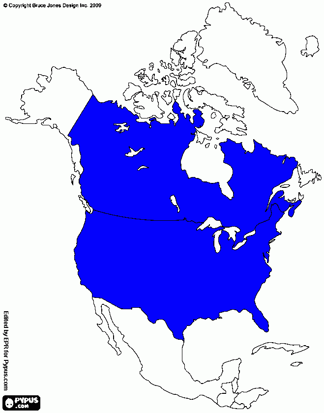 mapa canada eua para colorear