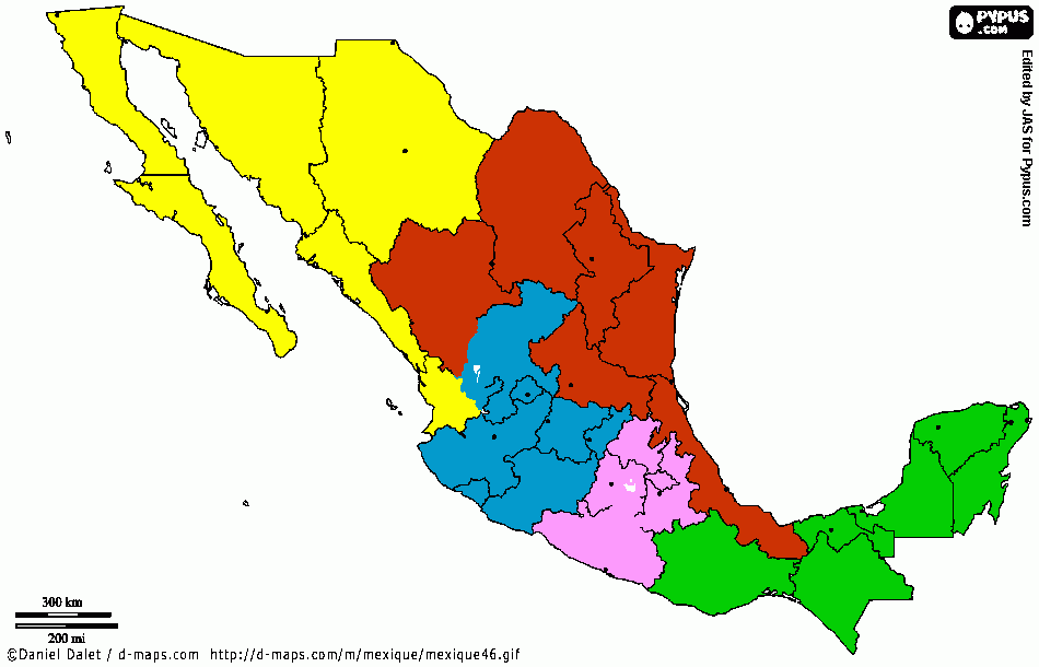 Mapa con las Regiones para colorear