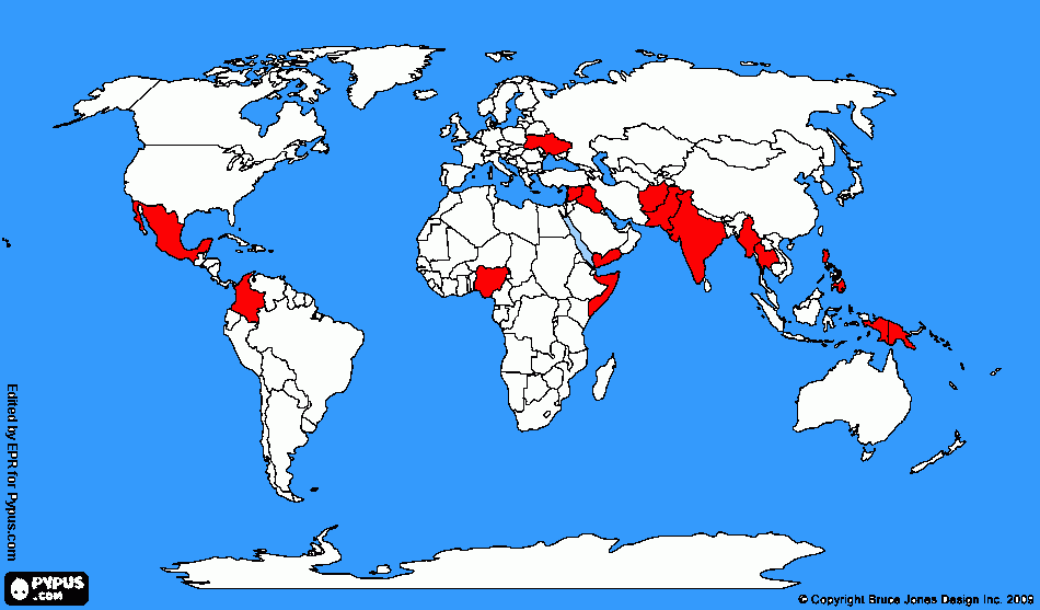 Mapa conflictes para colorear