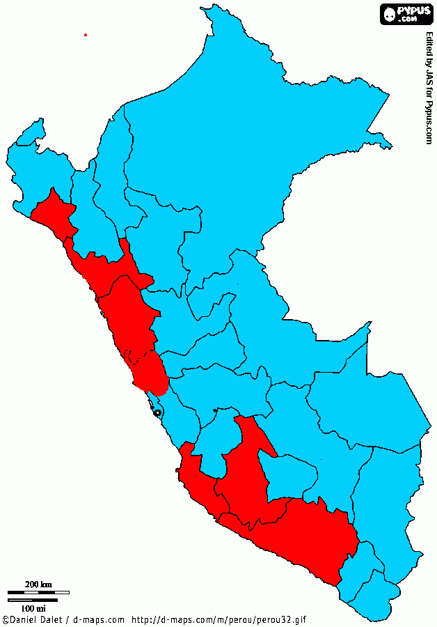 Mapa corregido celeste para colorear