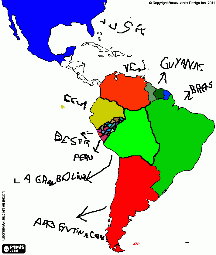 mapa de america latina en 2153 para colorear