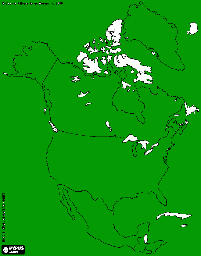 Mapa de América del Norte para colorear