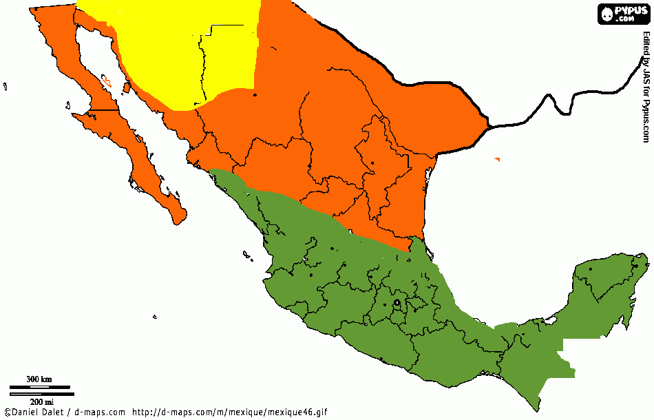 mapa de aridoamerica y oasis america para colorear