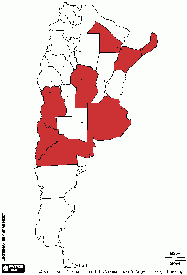 MAPA DE BANCOS DE LECHE HUMANA EN LA REPUBLICA ARGENTINA para colorear