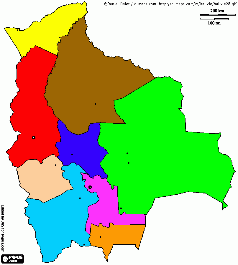 mapa de bolivia bss para colorear