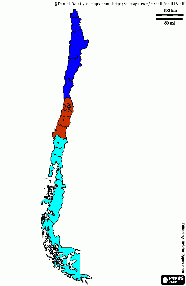 mapa de Chile coloreado para colorear