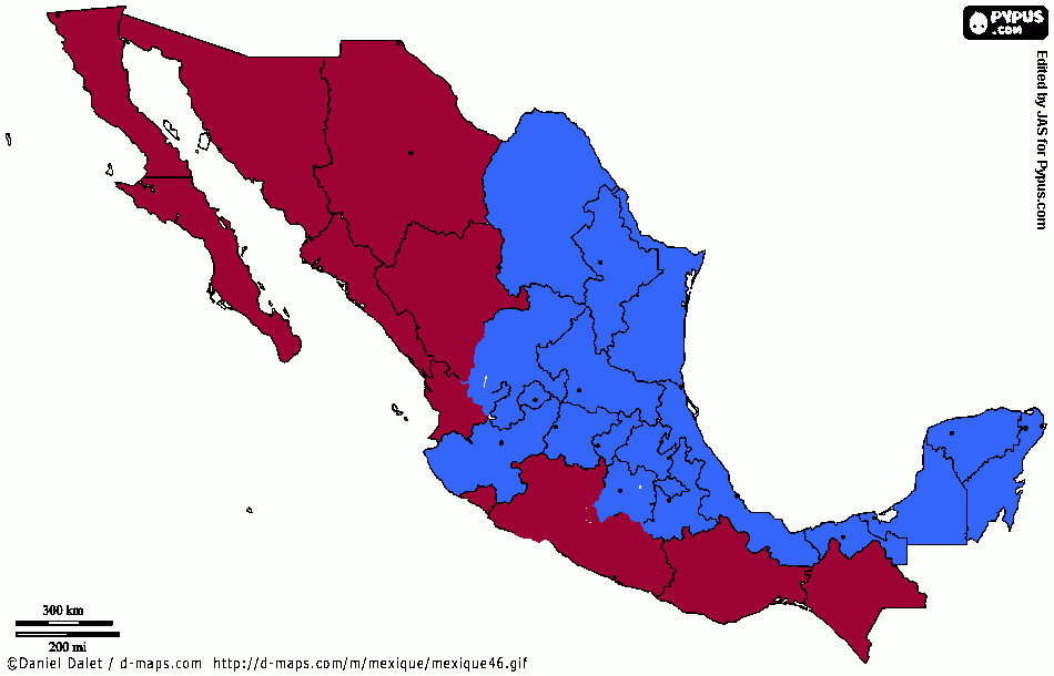 Mapa de cobertura nacional para colorear