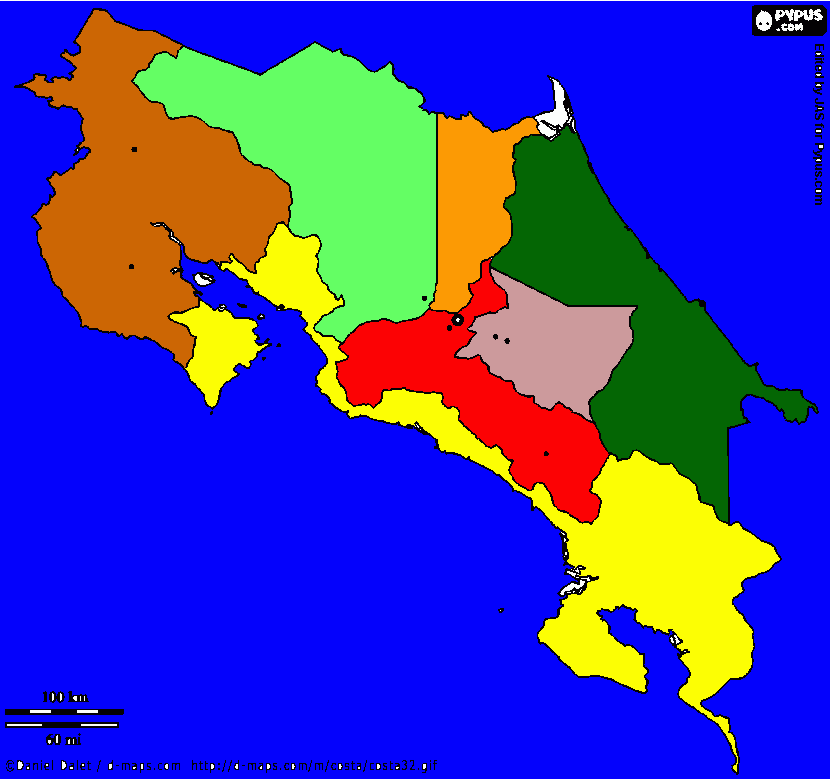mapa de costa rica para colorear