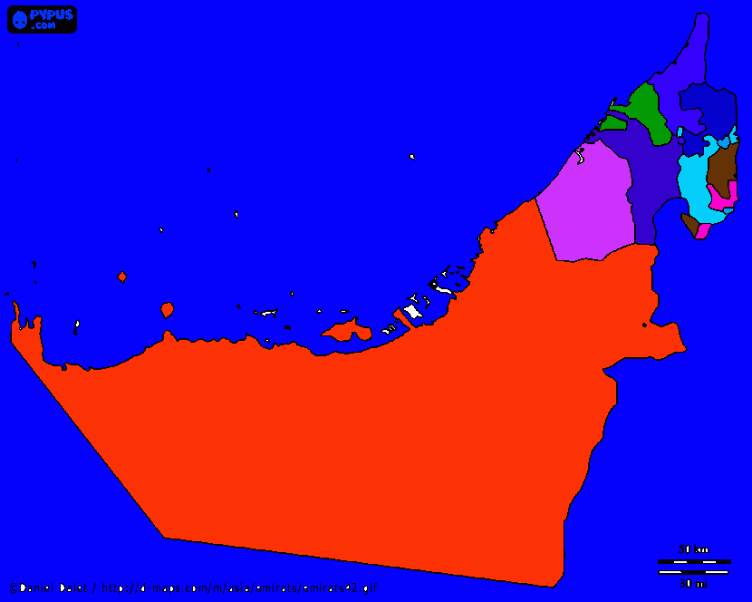 mapa de E.A.U para colorear