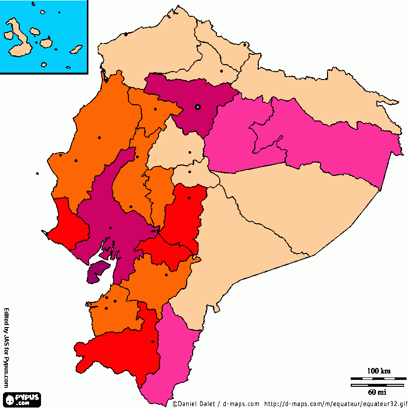 mapa de Ecuador para colorear