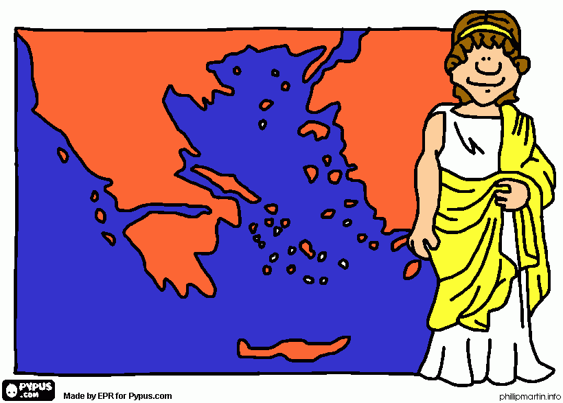 mapa de grecia dibujado para colorear