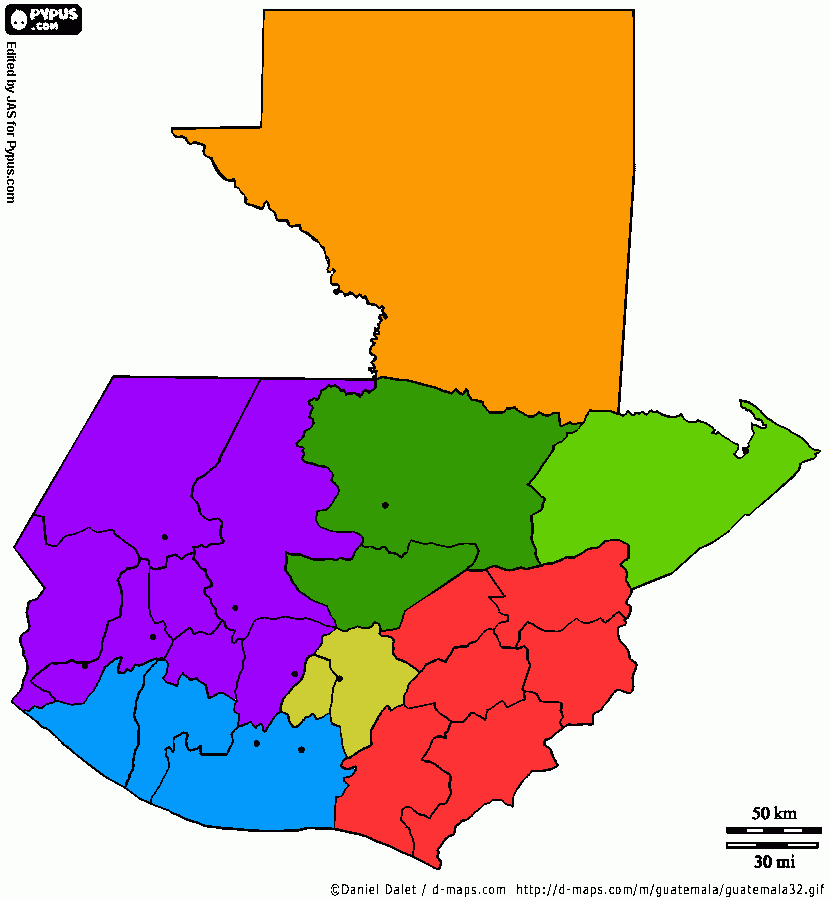 mapa de guate para colorear