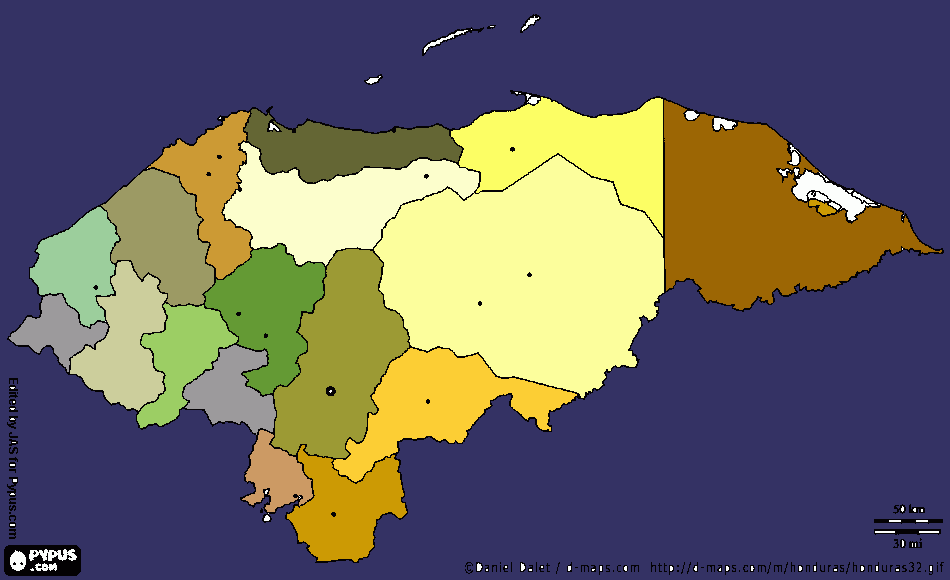 Mapa de Honduras 2 para colorear