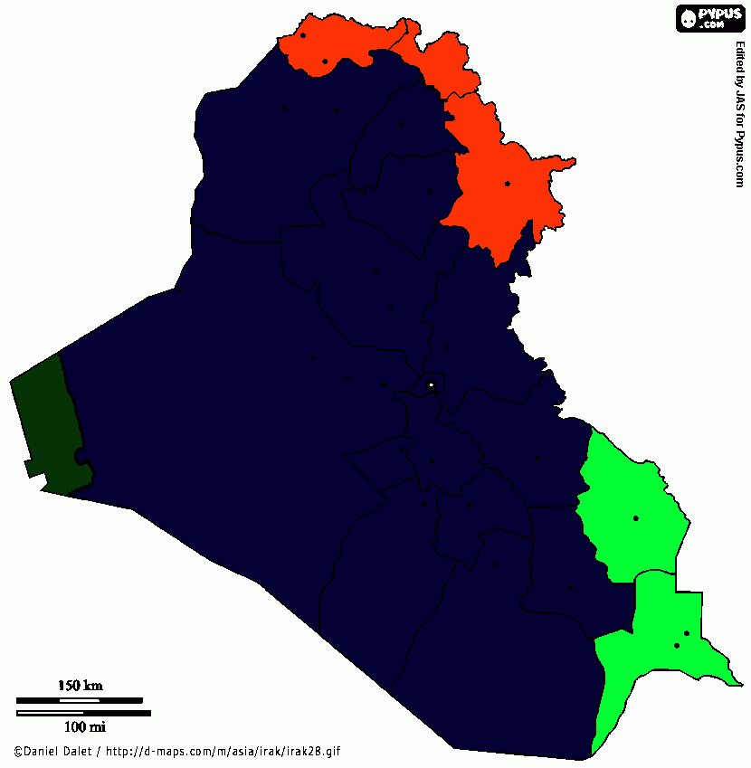 mapa de  irak para colorear