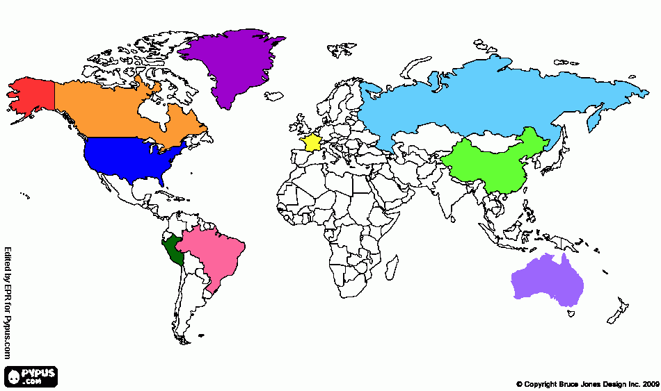 Mapa de los lugares del mundo que quiero conocer para colorear
