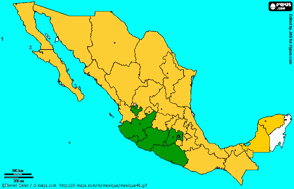 mapa de mexico bsrgb para colorear