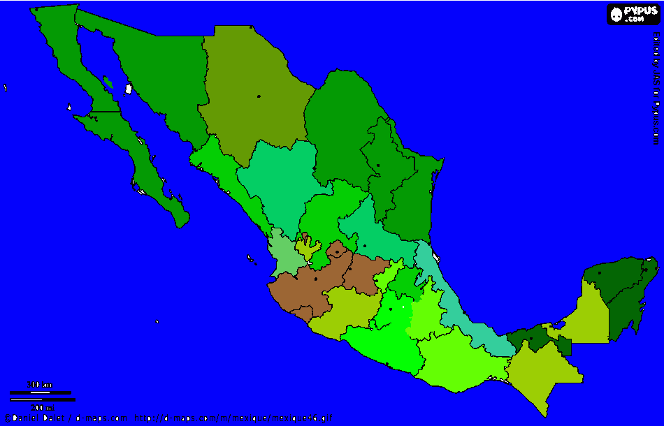MAPA DE MEXICO COLOREAR para colorear