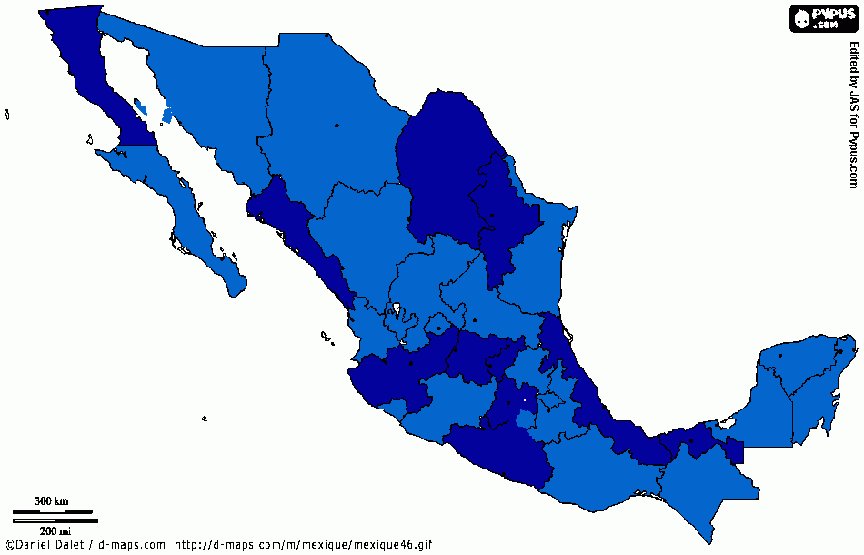Mapa de México Coloreado para colorear