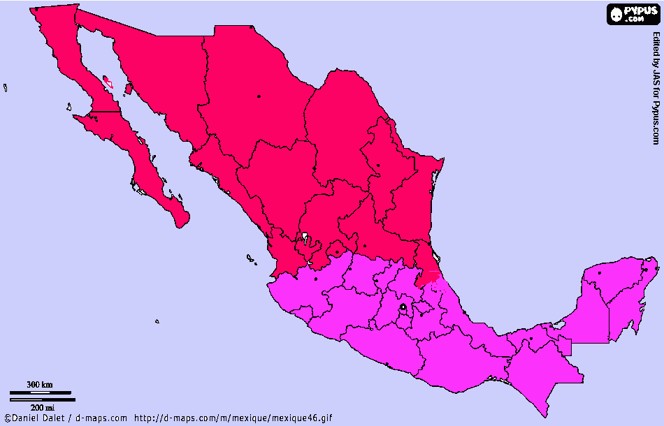 Mapa de México infoslide  para colorear
