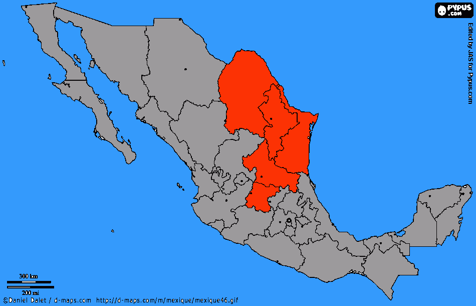 mapa de México para reporte de DO para colorear
